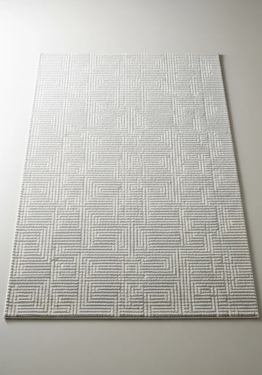Vera Modern Geometrik Desenli Kısa Havlı Salon Halısı – Gri & Krem